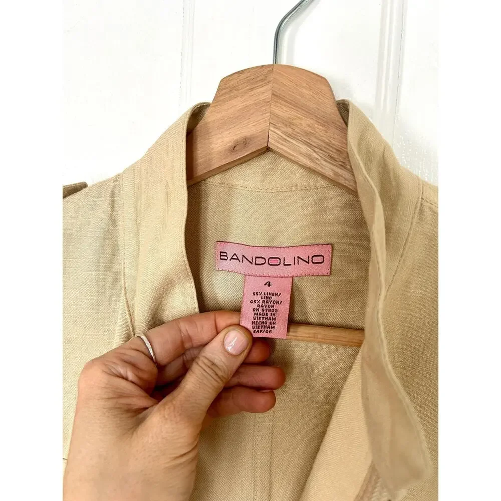 Vintage 90's Linen/Rayon Cargo Jacket Size Small | Bandolino | Minimalist Style